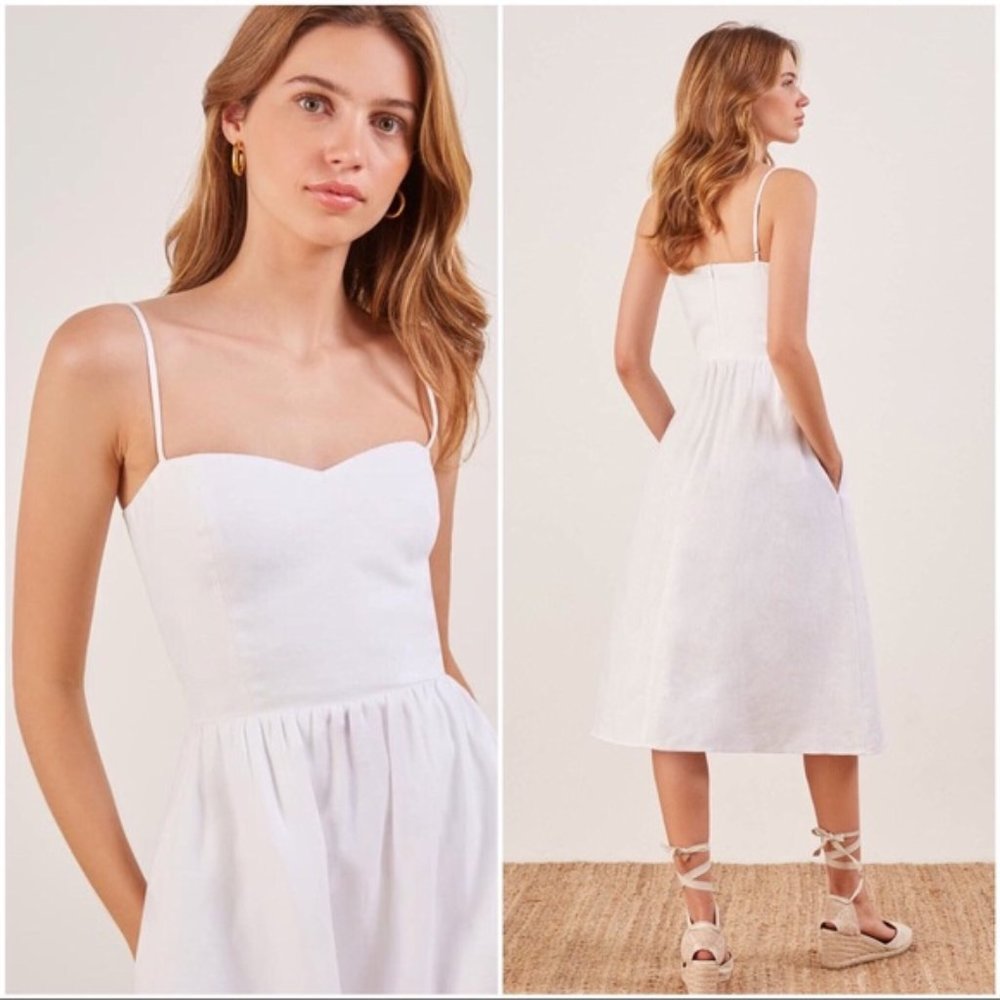 Reformation Olivia Linen Dress White